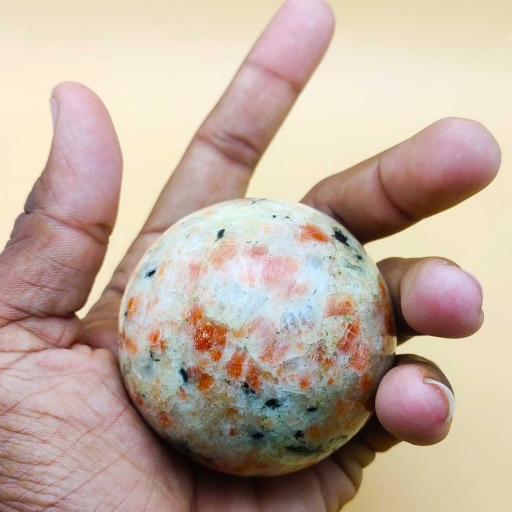 Natural Orange Jasper Gemstone Healing Energy Sphere Ball For Yoga And Meditation